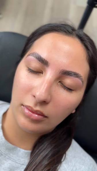 Close-up of shaped and styled brows